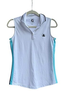 FootJoy White Sleeveless Golf Top with Aqua Side Panels Size XS